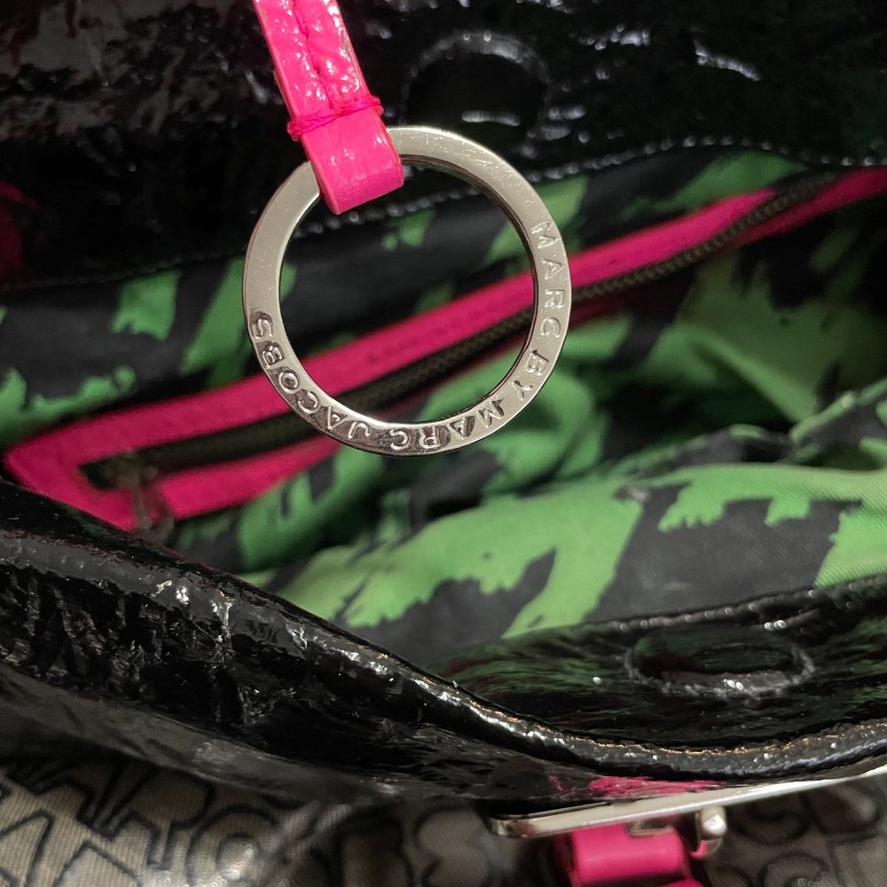 MARC JACOBS Early 2000s Vintage Bag & Wallet Set, Black & Pink w Silver Hardware - Picture 13 of 16